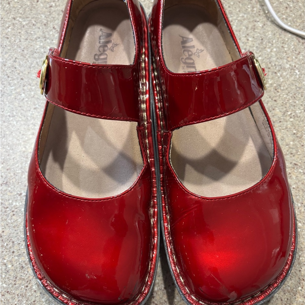Alegria Womens Red Patent Mary Jane Shoes